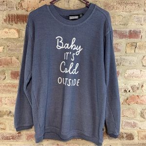 Blue Christmas winter long sleeve top medium